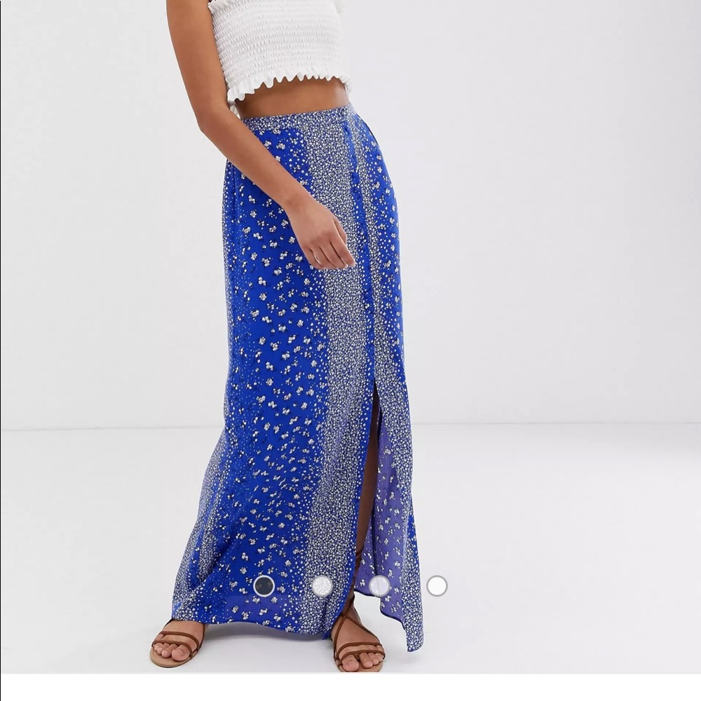 ASOS Blue Maxi Skirt with Slit Size 8